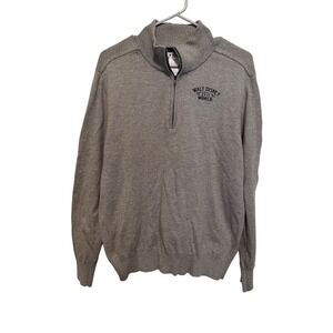 Disney‎ Parks Mens Walt Disney World 1971 Quarter Zip Sweater Gray Silk Blend M